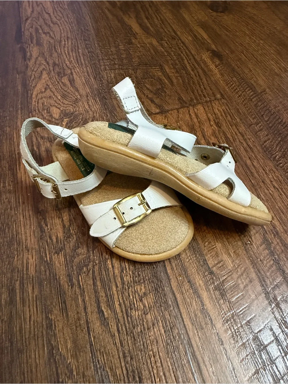 Vintage Italian White Leather Buckle Sandals